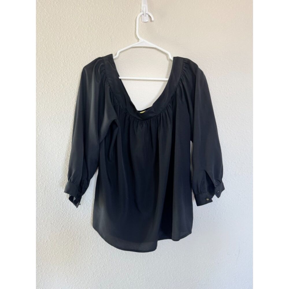 Anthropologie Maeve Yanna classic black off shoulder top blouse size M boho